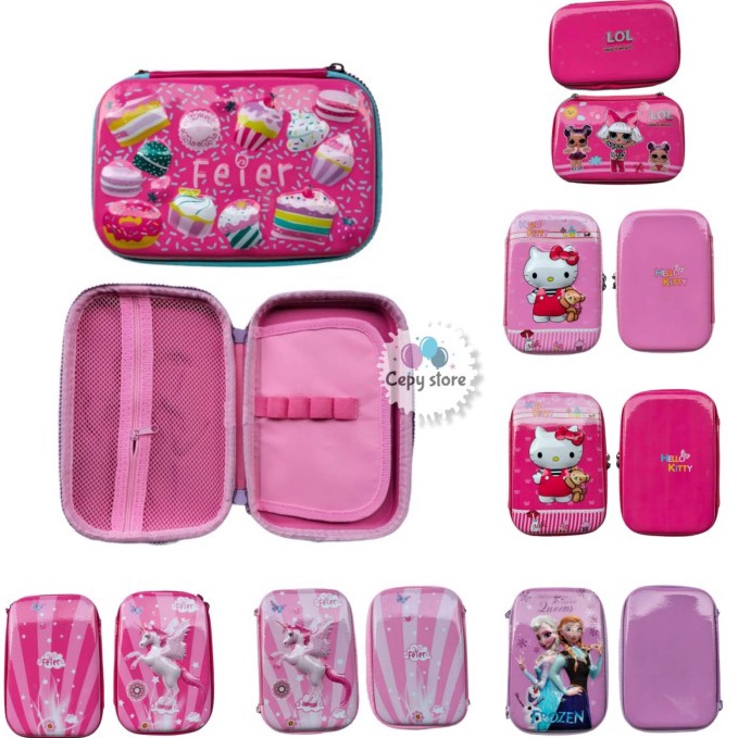 

Nyaman Kotak Pensil Karakter 3D Tempat Pensil Karakter 3D Anak Cewe Cup cake pink Murah