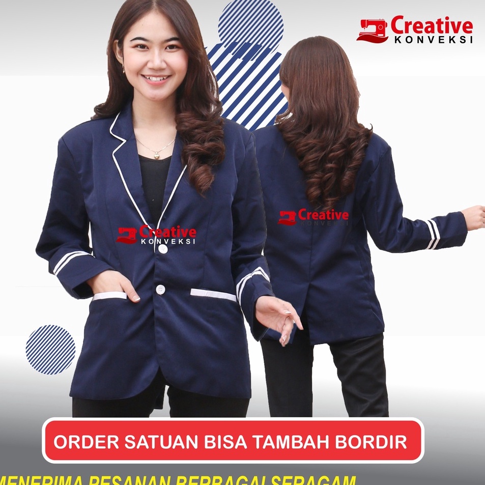 Real Promotion COD BISA TAMBAH BORDIR Jas Sekolah navy lis putih BISA TAMBAH BORDIR OSIS  Spesialis 
