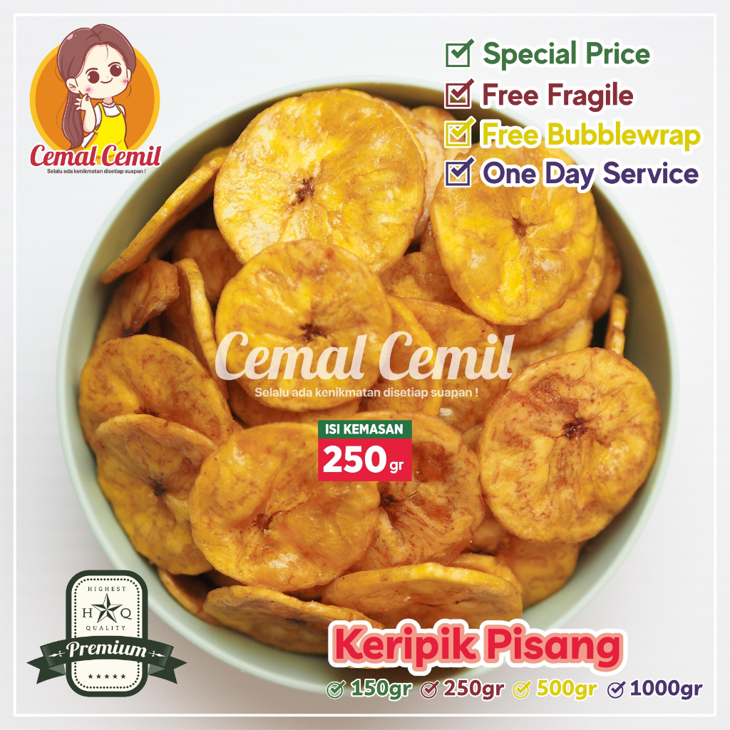 

Cemal Cemil : Paling Laris : Kripik Pisang Manis 250gr-Snack/Cemilan/Camilan