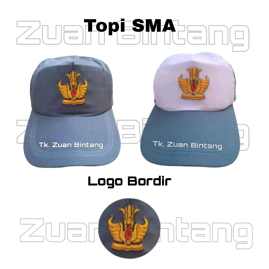 TOPI SMA LOGO BORDIR ABU ABU POLOS ABU ABU PUTIH