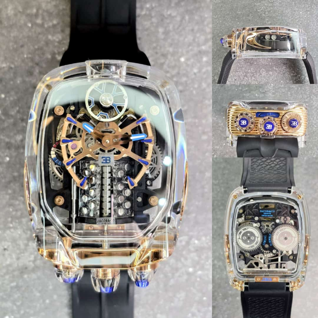 Jam Tangan Mewah Jacob & Co Bugatti Chiron Sapphire Transpaaran Swiss Automatic Clean 1:1