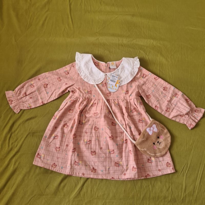 Dres Little M Tas Beruang Size 2 tahun Dress Anak Bayi