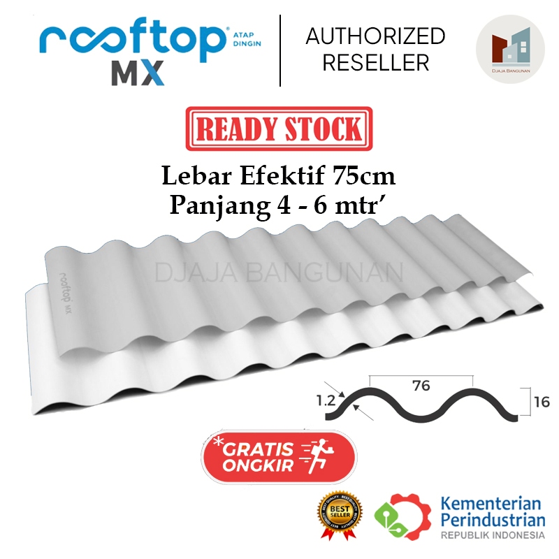 Atap - Rooftop MX Series Harga termurah merk ROOFTOP (lebar efektif 75cm) Putih / abu muda khusus ka