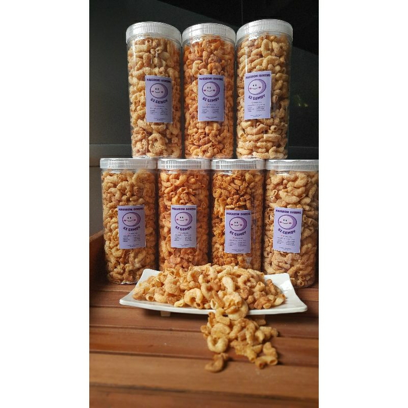 

MAKARONI SI GEMOY FAMILY PACK. Berat 250 gram. Makaroni goreng renyah, makaroni hits.