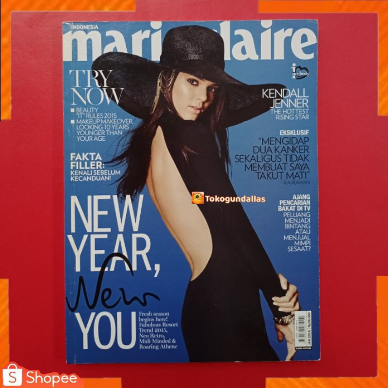 Majalah Marie Claire indonesia Edisi Januari 2015 / Model Cover KENDALL JENNER / Artikel Dunia Model