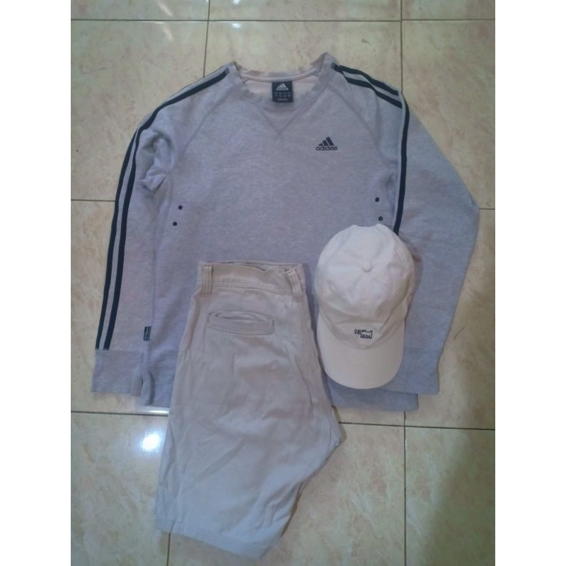 1 paket.. cn Adidas, Topi Uniqlo, celpen chinos