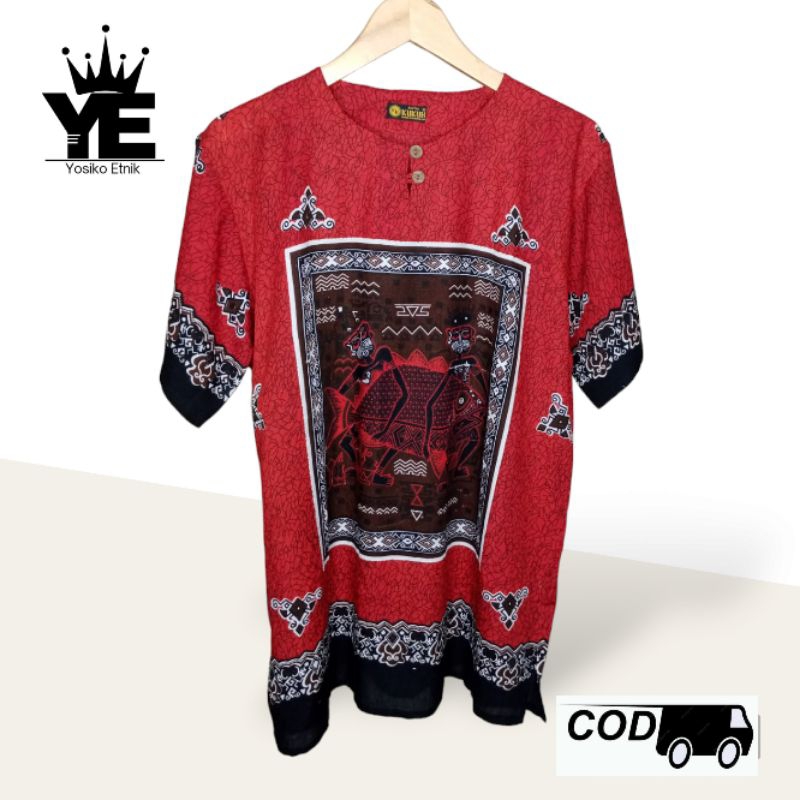 baju uje asmat ikan warna/baju uje etnik ikan/etnik ikan warna/barong bali/baju santai