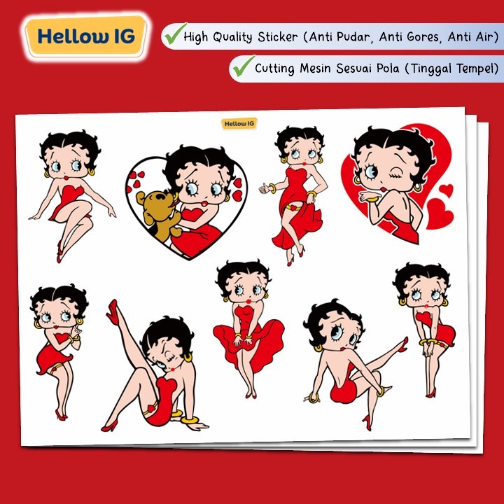 

STICKER PACK | STIKER BETTY BOOP WATERPROOF ANTI AIR LUCU BOTOL LAPTOP HELM HP SOUVENIR ULANG TAHUN