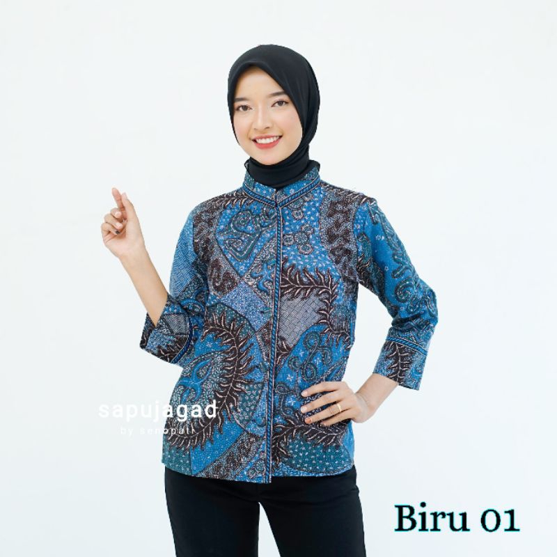 ATASAN BATIK WANITA BLUS ANDIN LIST BORDIR FULL FURING TRIKOT