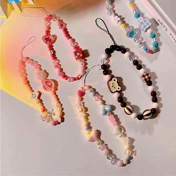 Tali Gantungan Lanyard Strap Hp pendek Manik Manik Lucu
