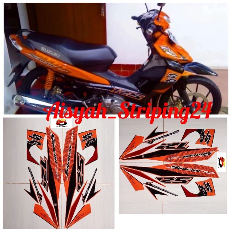 STIKER STRIPING LIS BODY SHOGUN SP 125 2008-2009 HITAM ORANGE STANDAR