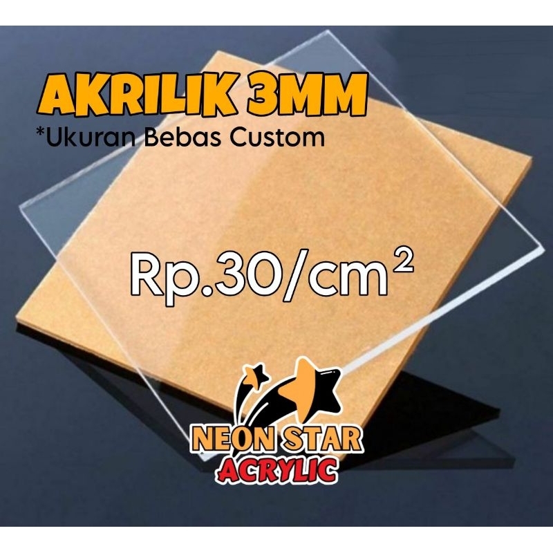 

Akrilik 3mm Custom Rp30/cm² / Akrilik Lembaran / Acrylic Sheet