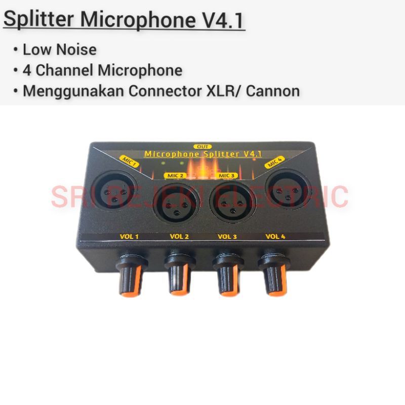 Paralel Input Mic Splitter 4 Channel Jack Canon XLR