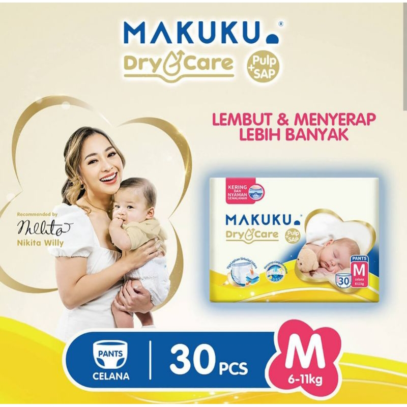 Makuku DRY CARE M30 Popok Pulp + SAP / Makuku M30 Popok Celana isi 30