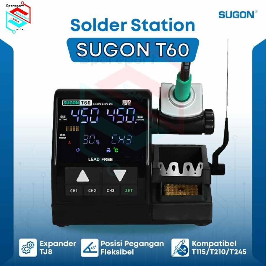 Sugon T60 Solder Station Digital 120W Include T210 Soldering Iron Tip Mata C210 Bengkok Lurus Pisau 