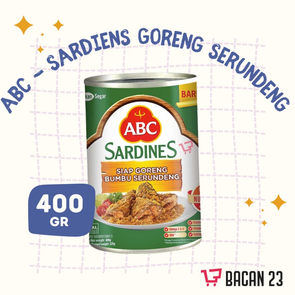 

ABC Sardines Bumbu Serundeng (400gr) / Ikan Sarden Kaleng - Ikan Kaleng / bacan23 Bacan 23