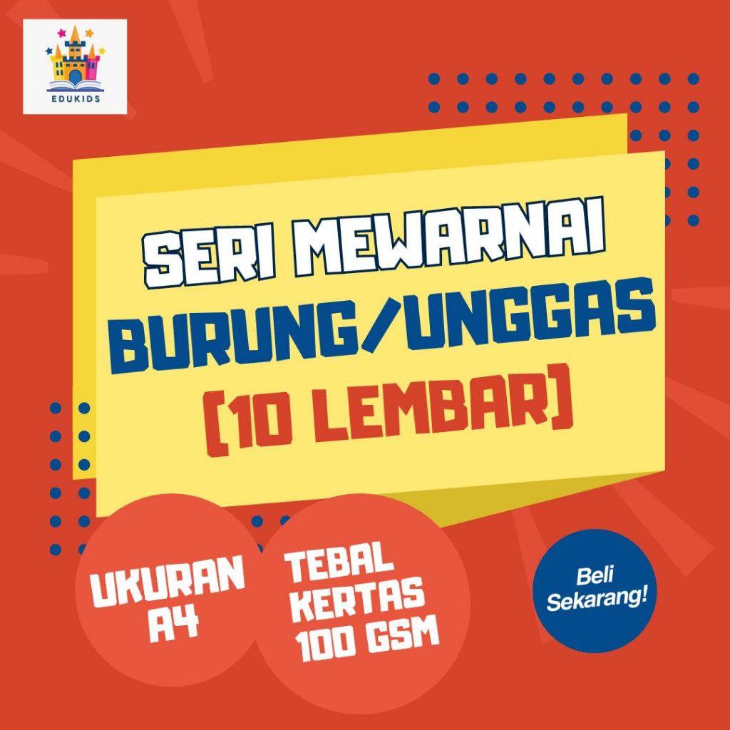 

[UNGGAS/BURUNG] KERTAS MEWARNAI ANAK / KERTAS GAMBAR MEWARNAI UNTUK ANAK PAUD TK SD - A4 TEBAL 100 gsm