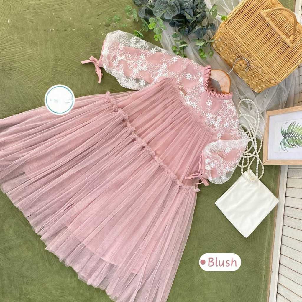 Hanania dress kids 4-6 tahun Gamis mewah pesta anak Gamis velvet mix tille baju muslim anak perempua