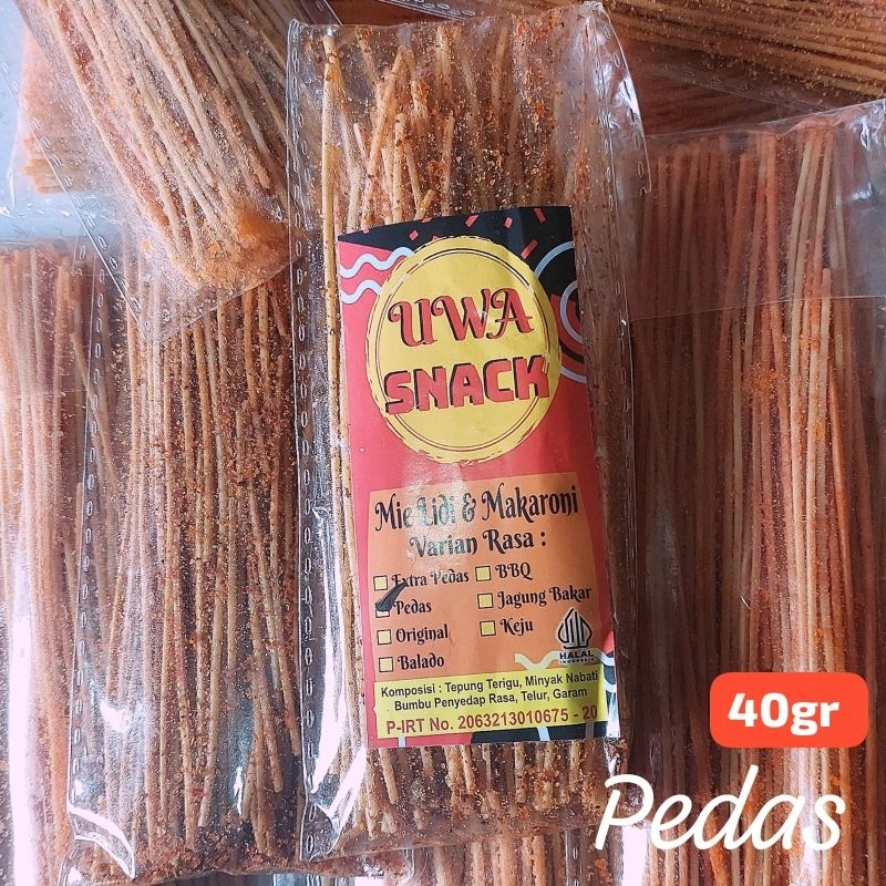 

Mie Lidi Renyah Pedas Uwa Snack Jadul Varian Rasa 40gr