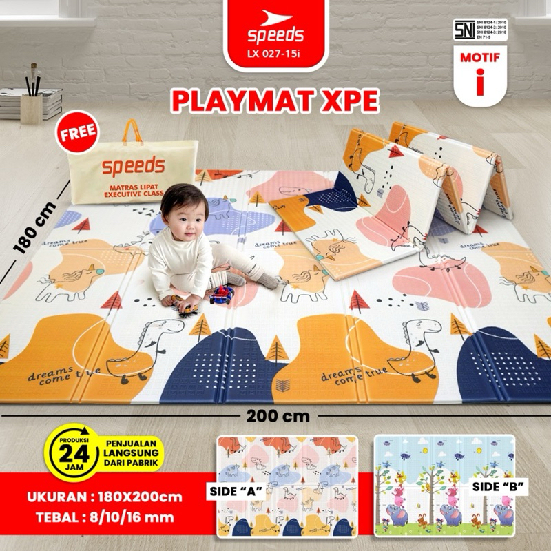 SPEEDS SNI I Playmat Bayi Karpet Lipat Playmate Matras 180x200cm tebal 10mm Tikar Lipat Foam Matras 