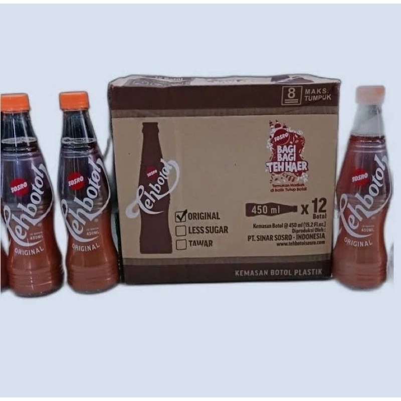 

Teh Botol Sosro PET/TBE Original 450ml (harga 1dus isi 12 pcs)