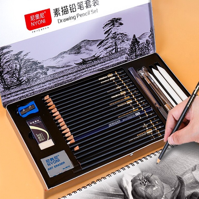 

Nyaman Nyoni Drawing Pencil Gambar Set 29pcs Metal Tin Box Pensil Gambar Lukis Sketsa Lengkap Paket Berkualitas