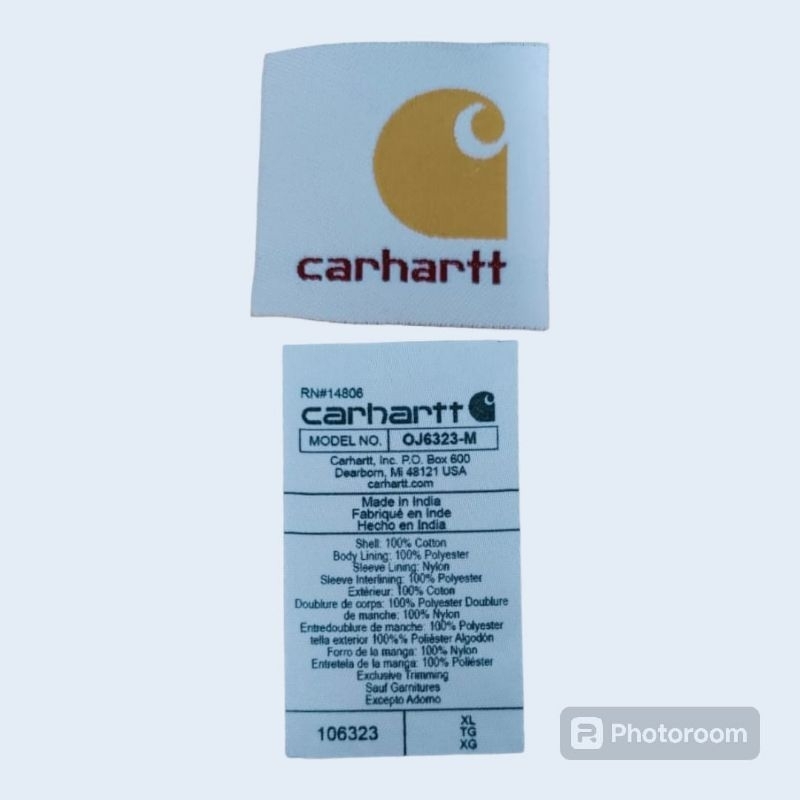 

label carhartt denim lined sherpa