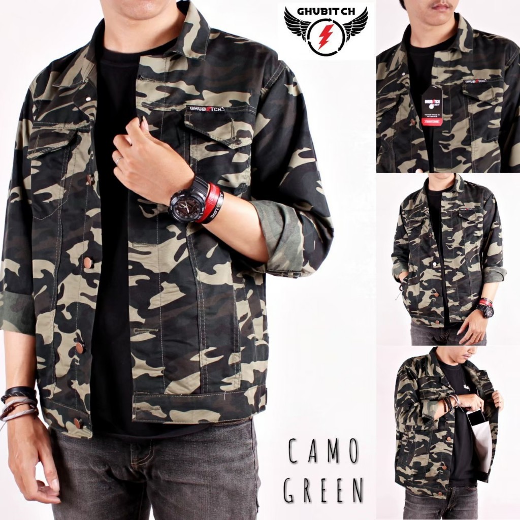 Jaket Camo Loreng Army 100% Original Ghubitch Model Terbaru/Jaket Pria Dan Wanita Size M L Dan XL
