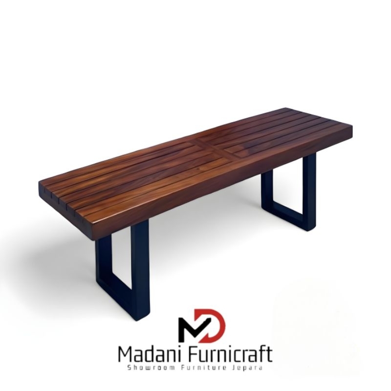 BANGKU PANJANG MODEL GAMBANGAN KAKI BESI KAYU TREMBESI