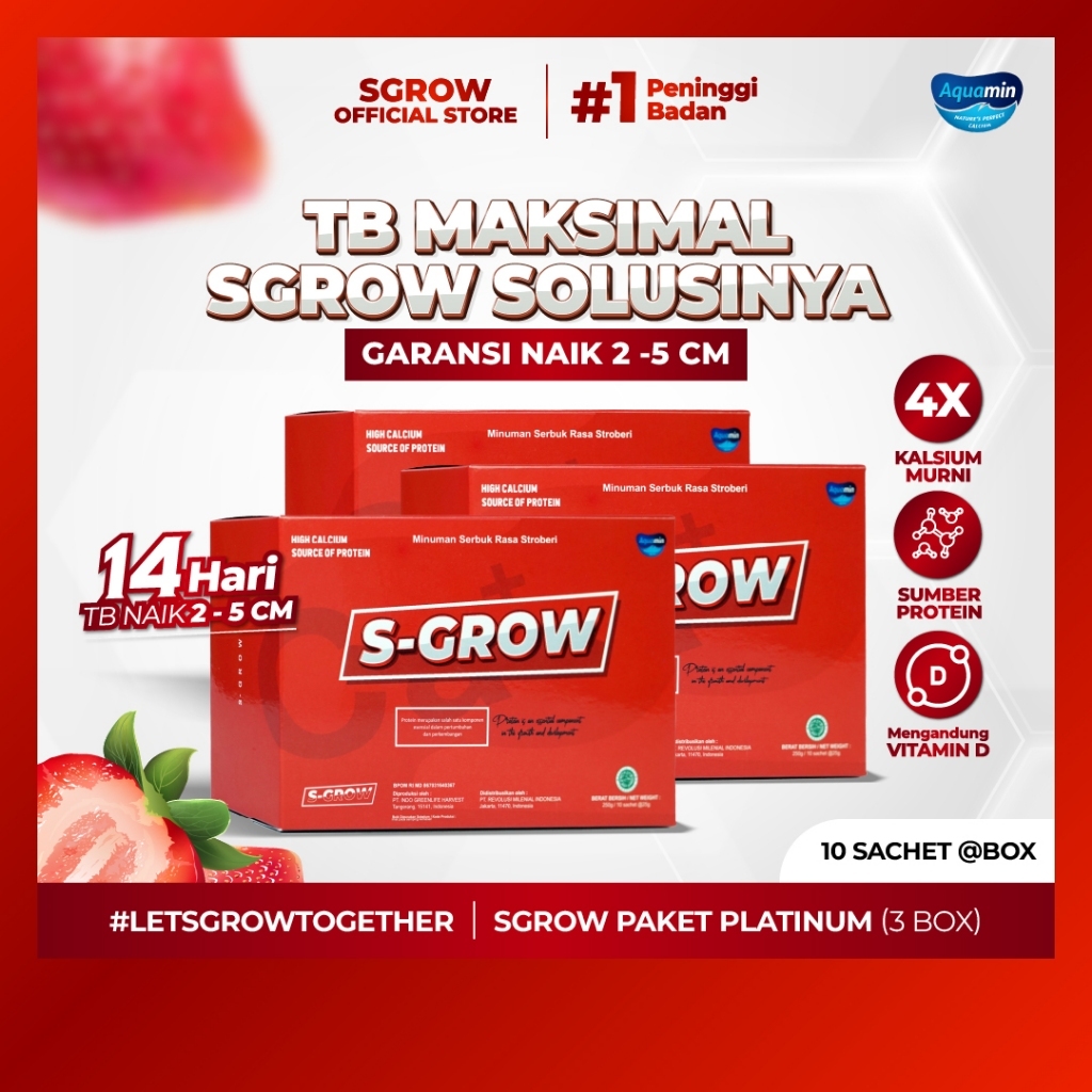 

S-GROW Susu Peninggi Badan Terbaik - 3 BOX (Free Skipping / Tumbler )