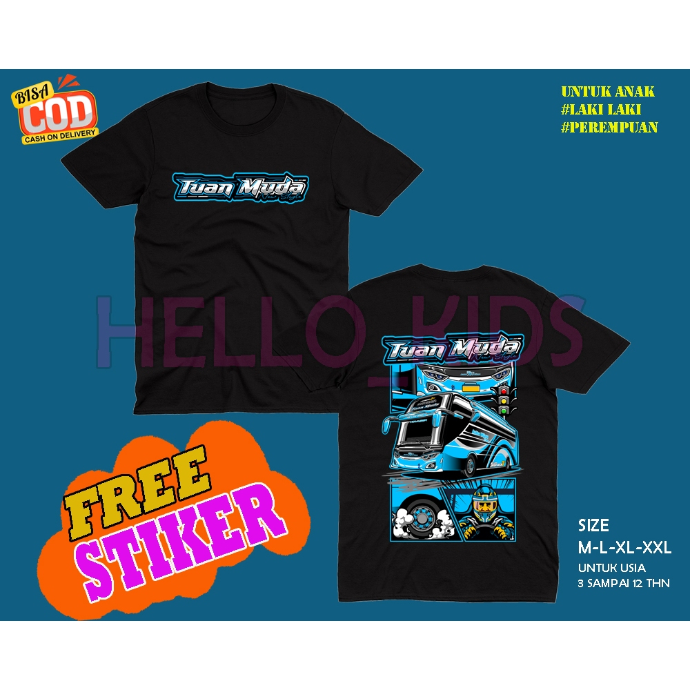 FREE STIKER BISA COD KAOS ANAK BUS TUAN MUDA KAOS ANAK BUS FREE STIKER