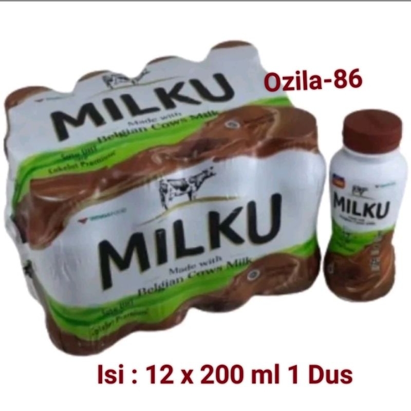 

Milku 200ml 1 Pack isi 12pcs Susu UHT Coklat Kemasan Botol