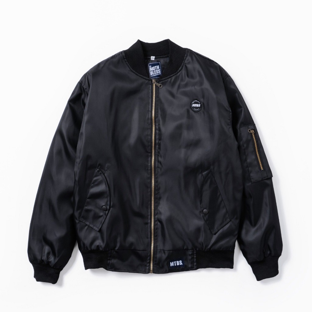 Jaket Bomber Pria Distro Original Mtbs Mothbless Boomber Jacket Polos Premium HItam Parasut Taslan