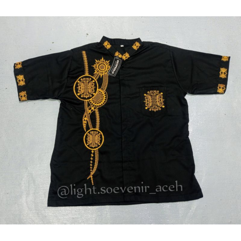 Baju Koko Aceh/Baju Koko Bordir Pintu Aceh Lengan Pendek/Baju Kemeja Khas Aceh Pria