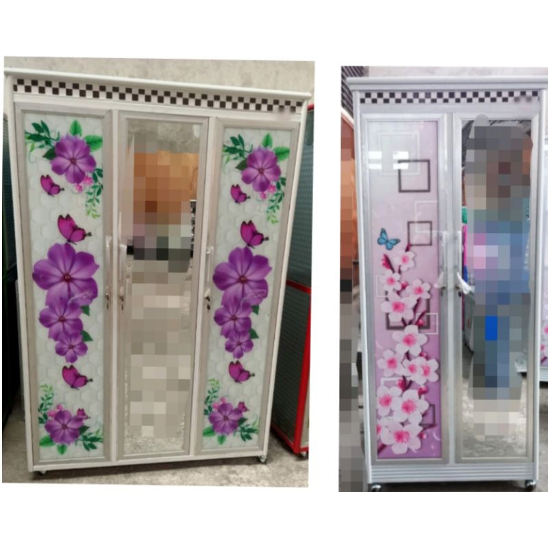 LEMARI KACA ALUMINIUM 2 PINTU 3 PINTU MURAH EKONOMIS / LEMARI ALUMINIUM KACA 3 PINTU 2 PINTU / LEMAR