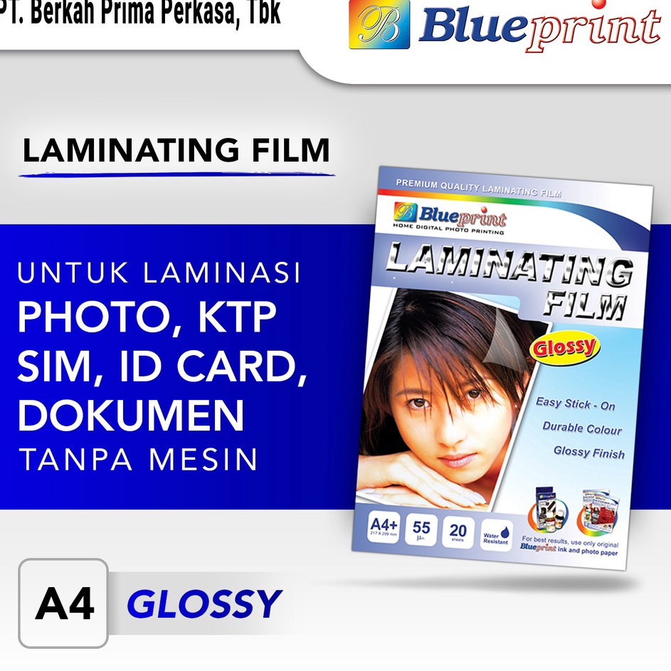 

Diskon Terkeren Kertas Film Laminating A4 BLUEPRINT Laminating Glossy Cold 2 Lembar