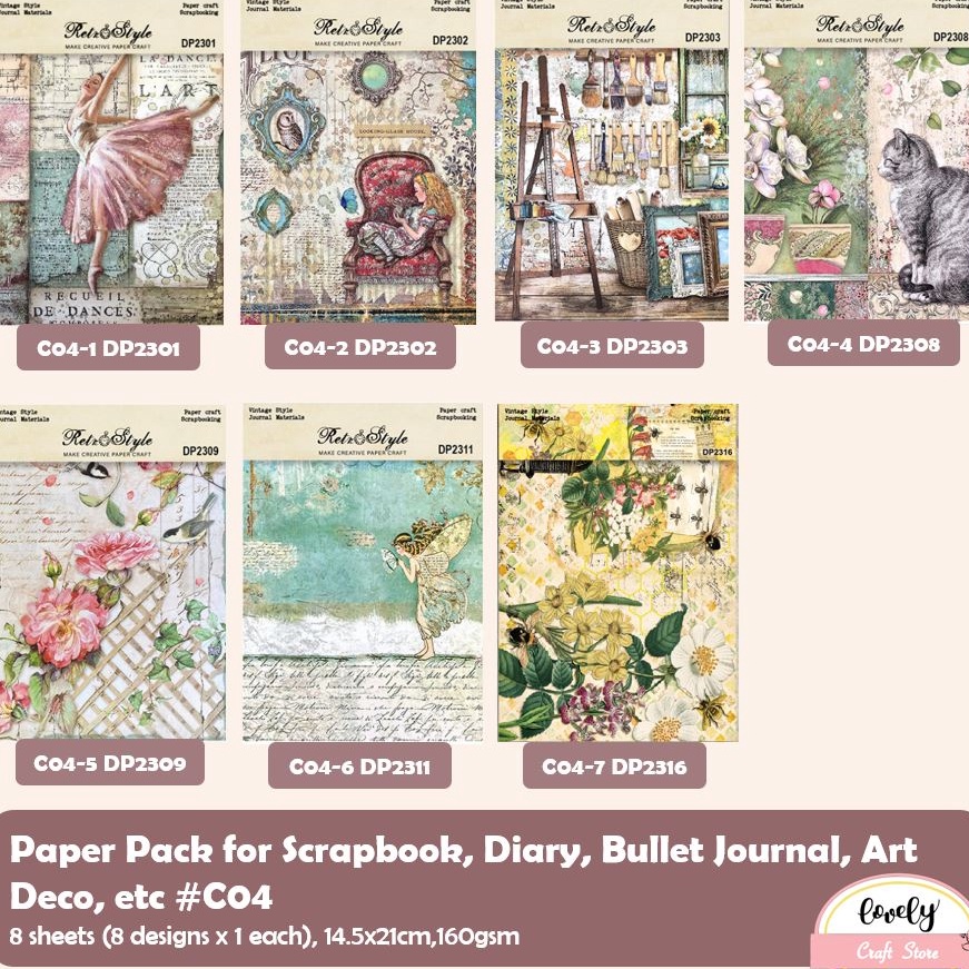 

Promo Terunik LovelyCraftStore C4 8pcspack 145x21cm Paper Pack for Bullet Journal Diary Art Deco Scrapbook Paper etc