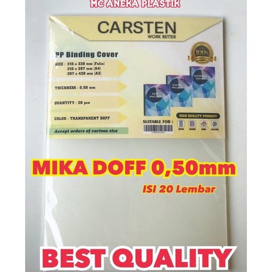 

Good Quality Cover Jilid Mika Doff PP Pasir 5 isi 2pc Bantex Daiichi