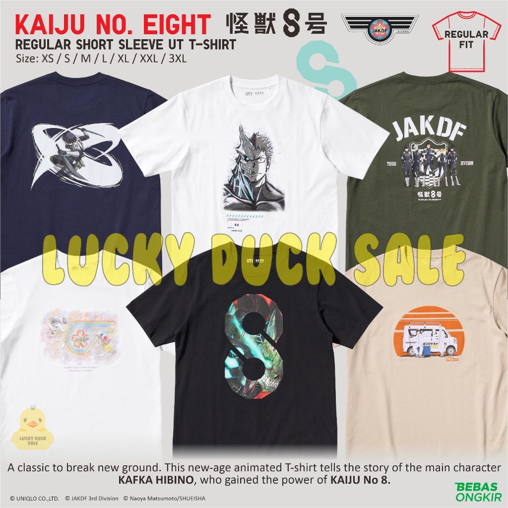 Kaiju No. 8 Kaos Regular JAKDF Hibino Mina Soshiro UT Shirt UNIQLO Kaiju