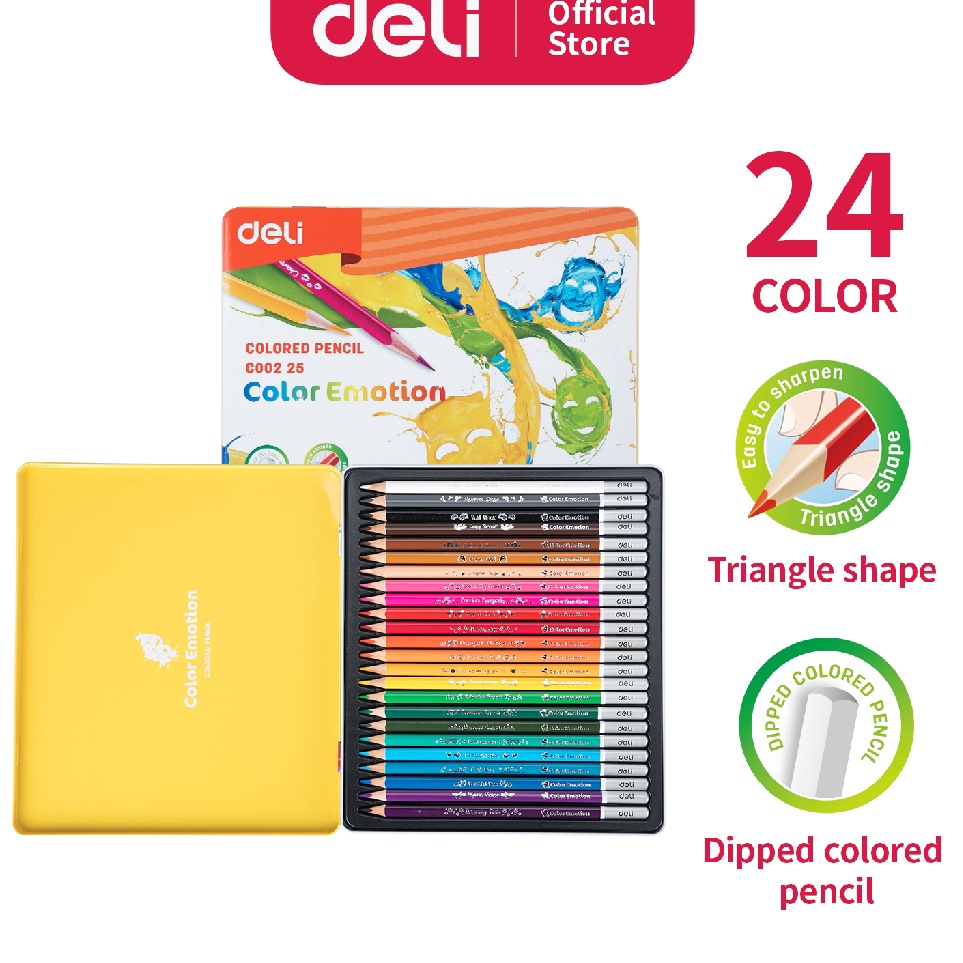 

Grosir Menarik Deli Pensil Warna Halus 24 Warna Bentuk Segitiga Ergonomis EC225