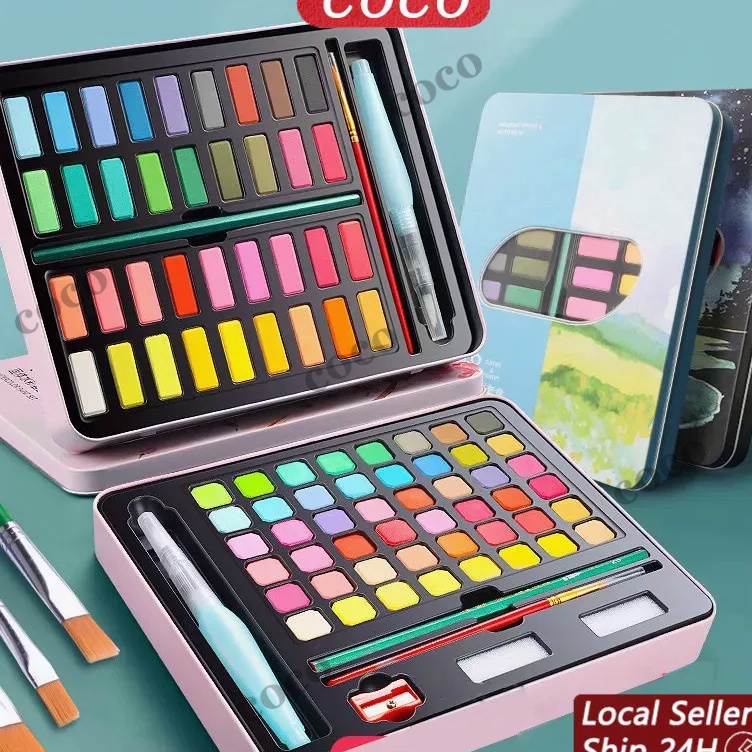 

KODE K68X CODcat air watercolor set 3648 warna water color alat cat air lukis set termasuk kuas dan kertas gambar