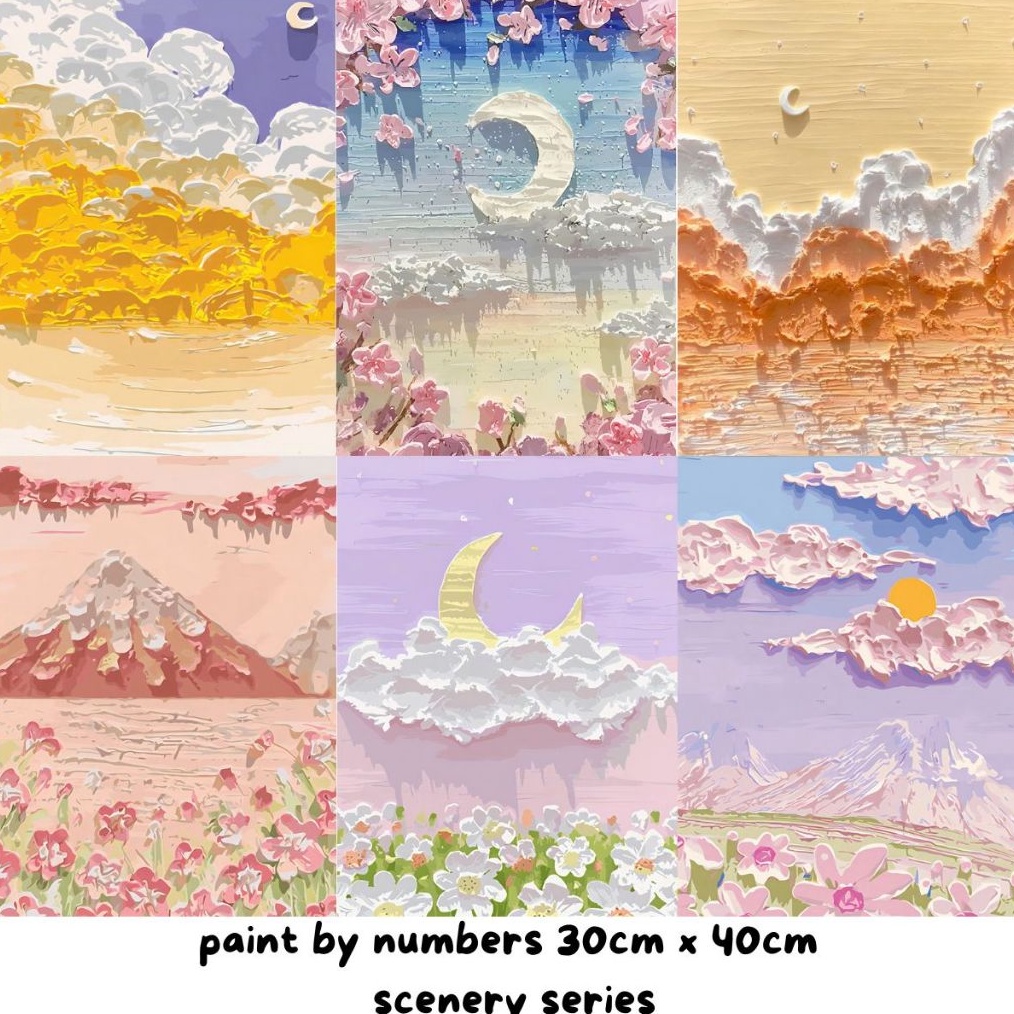 

PaPaPa COD Paint by number 3 x 4cm Canvas Paint By Number Kit Digital Oil Painting DIY Painting kit Lukisan Scenery Series ART L6V8