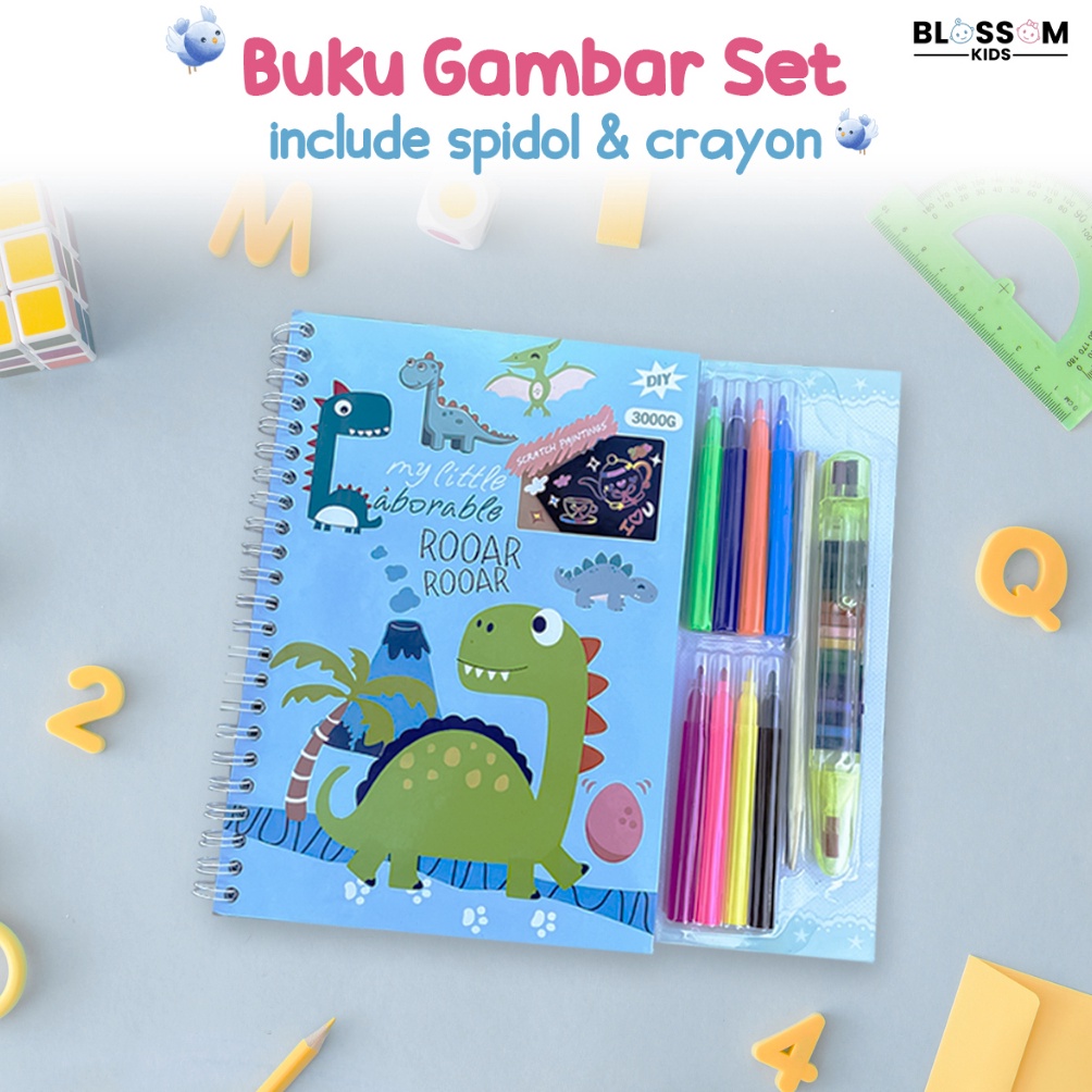 

KODE U3H Buku Mewarnai Set Crayon Gambar Buku Edukasi Buku Belajar Menggambar BLOSSOM KIDS