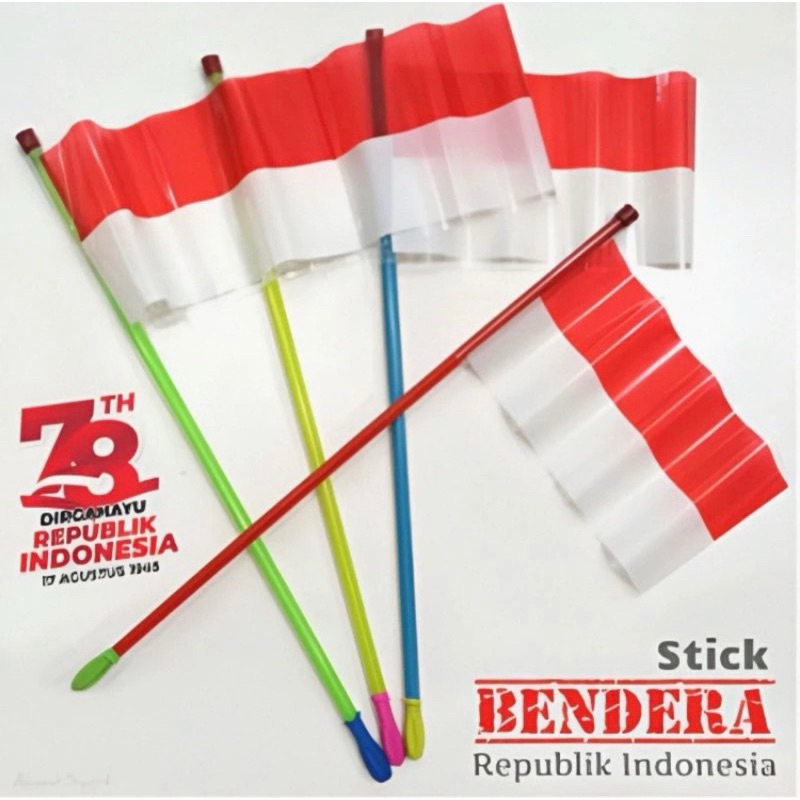 bendera merah putih GAGANG  20pc / bendera plastik / bendera Indonesia  / MAINAN