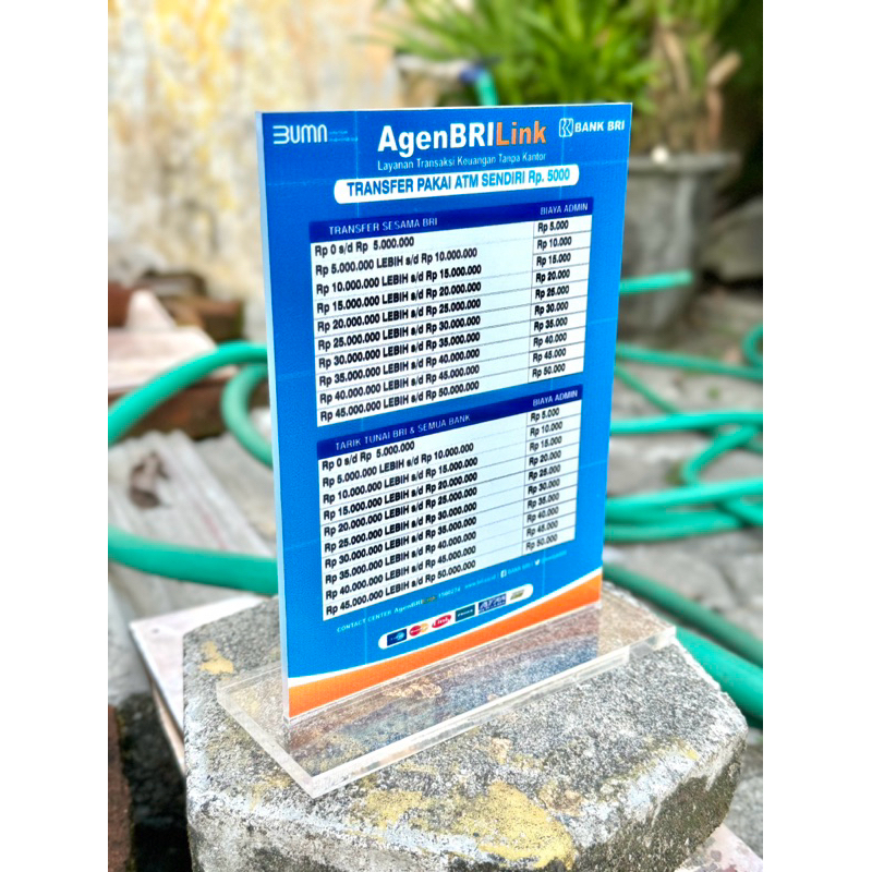 

AKRILIK UKURAN 20x15 BAHAN TEBAL BISA CUSTOM TARIF AGEN BANK BRI BRILINK