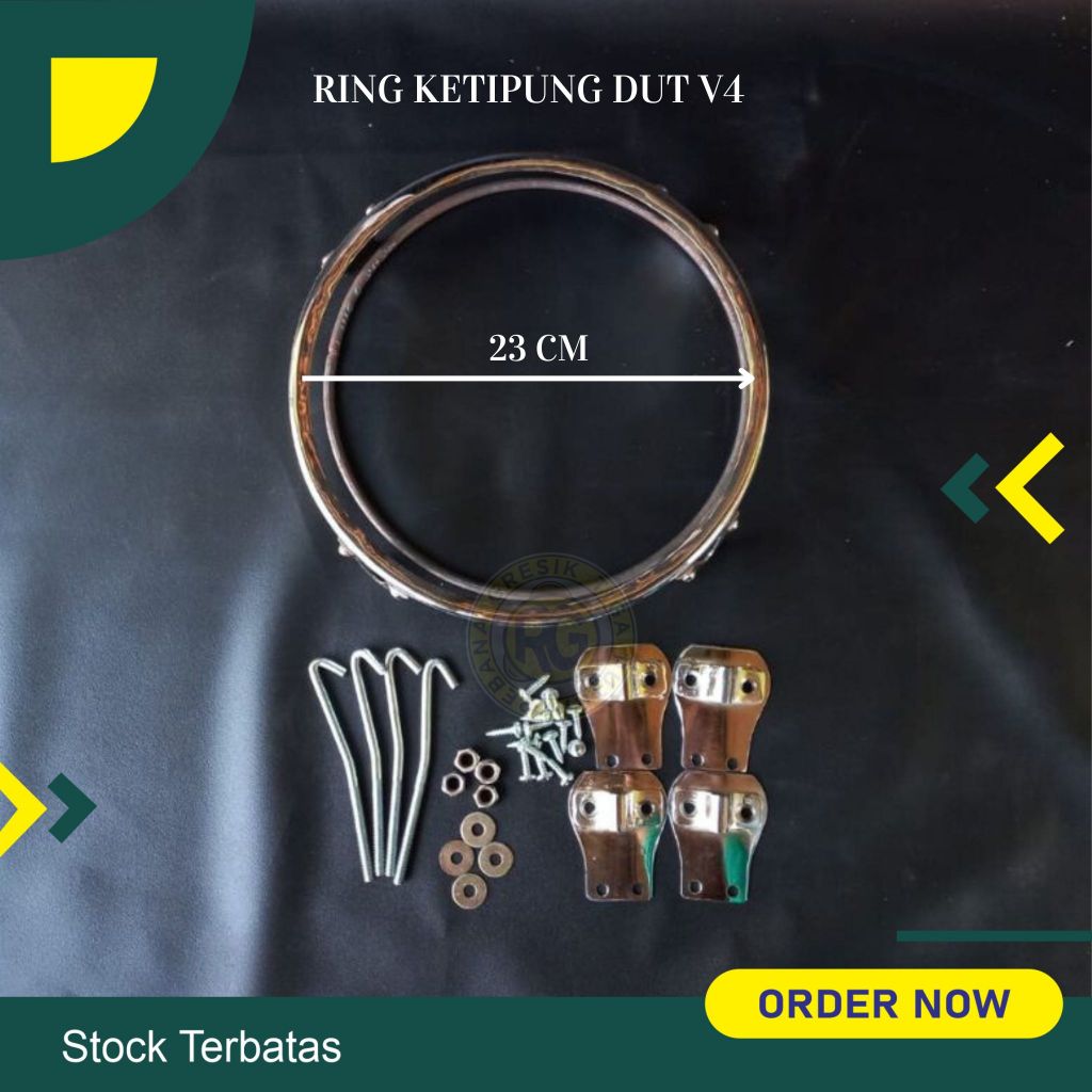 Ring ketipung ring kendang dut 22 cm krom V4 ring lebih tebel baut uk 10