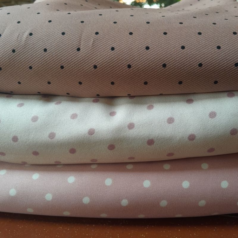 Kain Kiloan Shakila Motif Polkadot dan Polos Ukuran Lepas Roll / Kain Kiloan Termurah