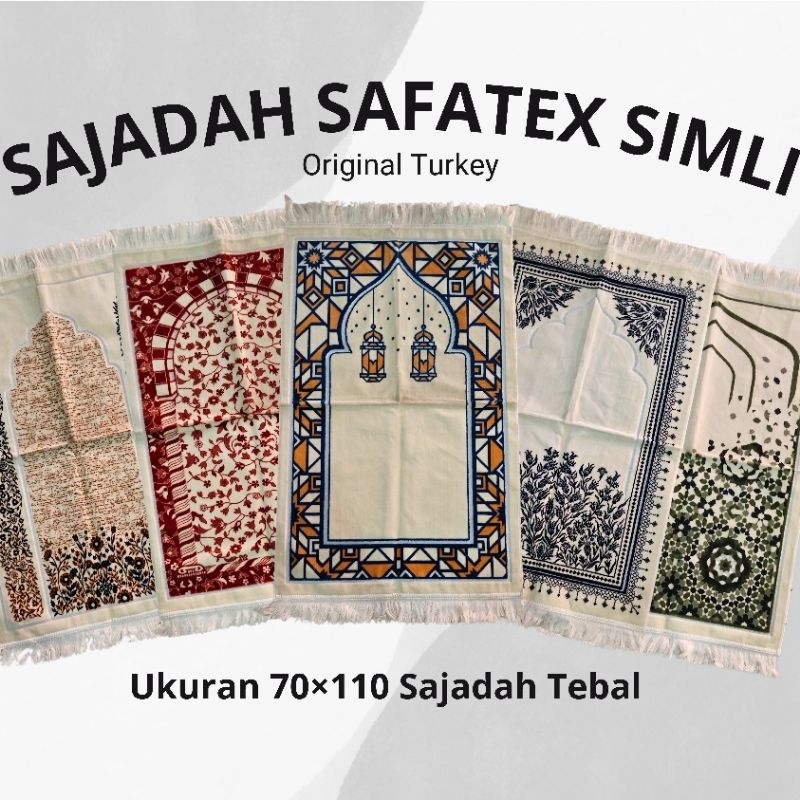 Sajadah Safatex Turki Turkey Original Safatex Simli Dasar Putih