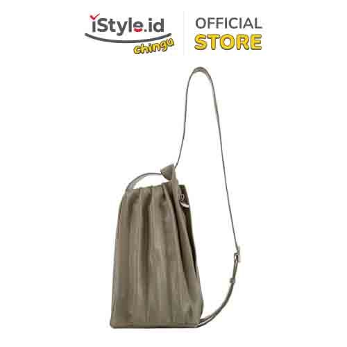 JOSEPH AND STACEY LUCKY PLEATS PUMPKIN BAG - DUSTY GREEN