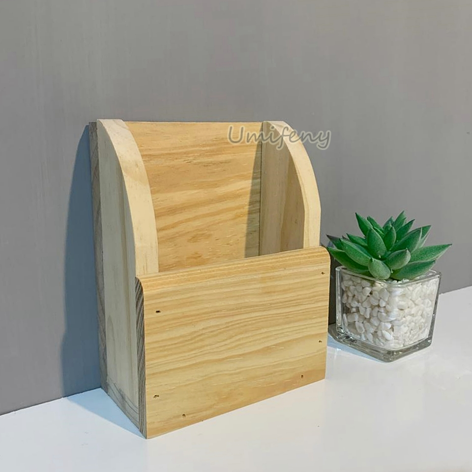 Rak Remot Kayu Gantung  / Rak Hp Tempel Dinding Kayu Jati Belanda 1 Slot free Fizer Skrup